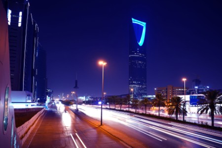 Saudi Arabia-Riyadh-King Fahad Road At Night 