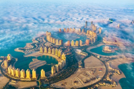 Aerial view of the Pearl-Qatar island in Doha