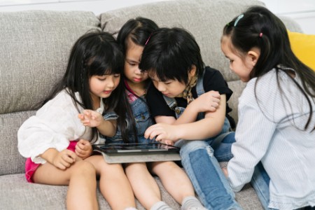 Kids using digital tablet