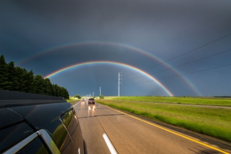 EY - Double rainbow over highway