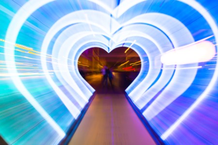 Illuminated hearts tunnel