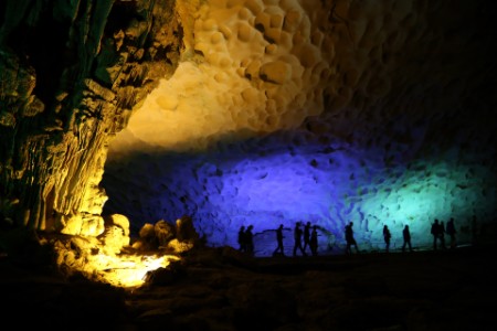 Silhouettes in the cave. Sung Sot Cave, Vietnam