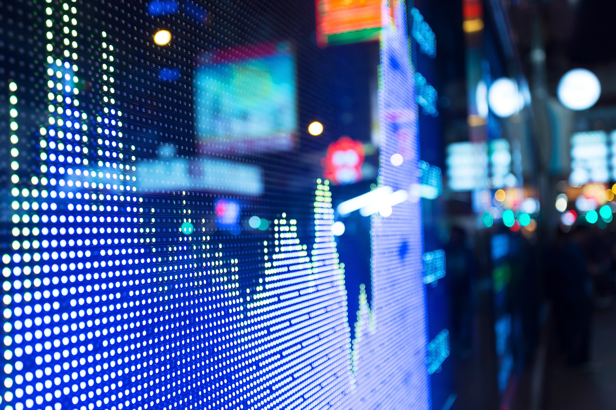 stock market displayed on digital screen