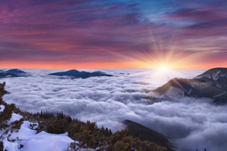 sunrise view above the clouds
