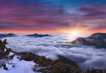sunrise view above the clouds