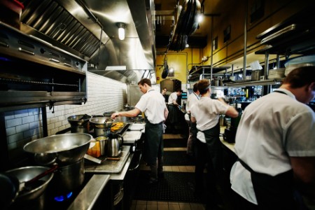 People working in a kitchen