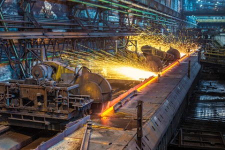 Work on production line in steel plant