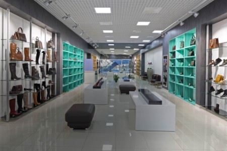 interior of shoe store in modern european mall