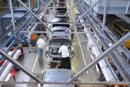 Car Plant Production Line From Above