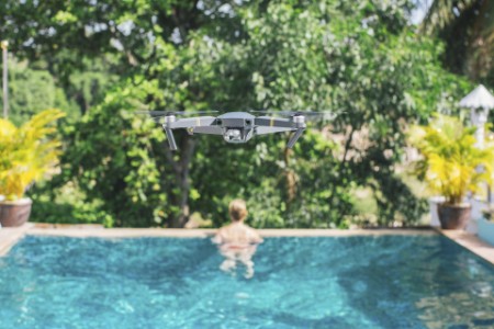 Drone over swimming pool