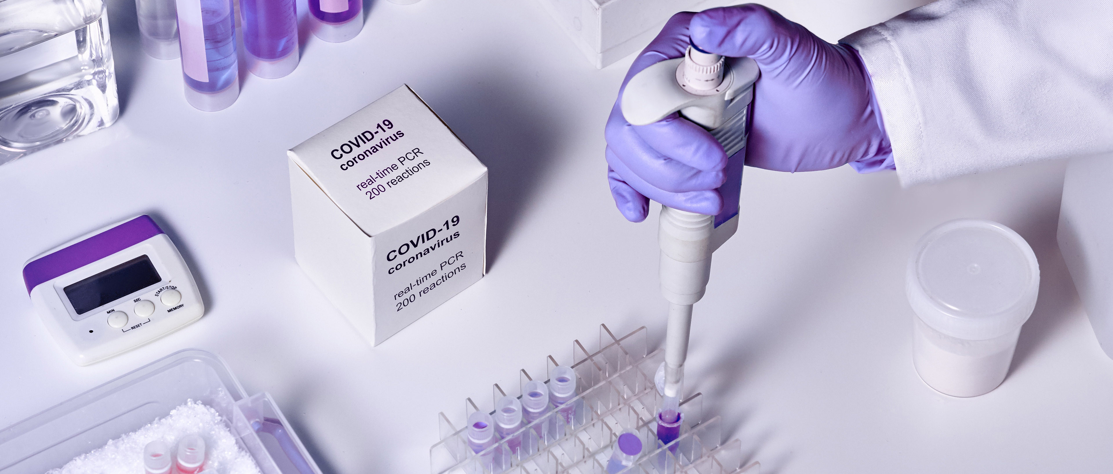 Researcher testing with novel coronavirus diagnostics kit