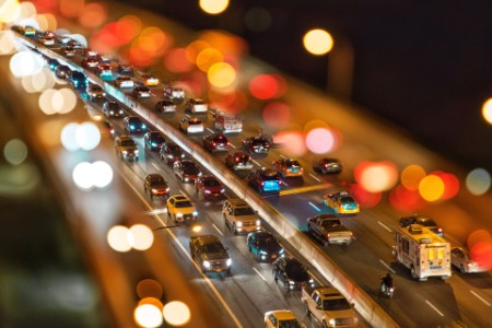 Traffic night freeway lights