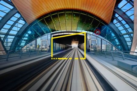 dubai metro station motion blur static image