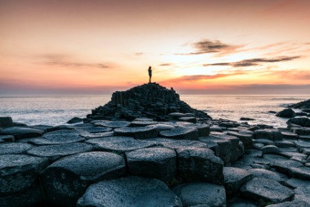 Tourist at The Giant's Causeway