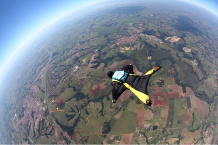 Skydiver flying in a wingsuit 