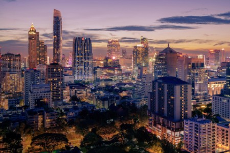 The Bangkok city during sunset