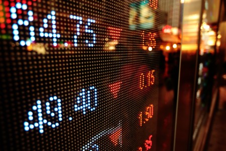 stock market charts in window