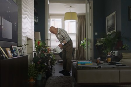 Man watering house plants video still