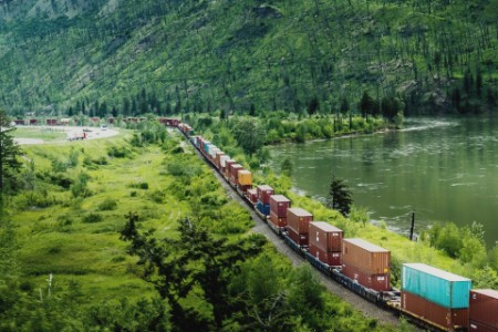 High angle view of freights