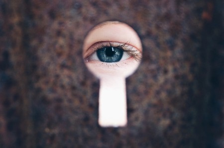 looking through keyhole