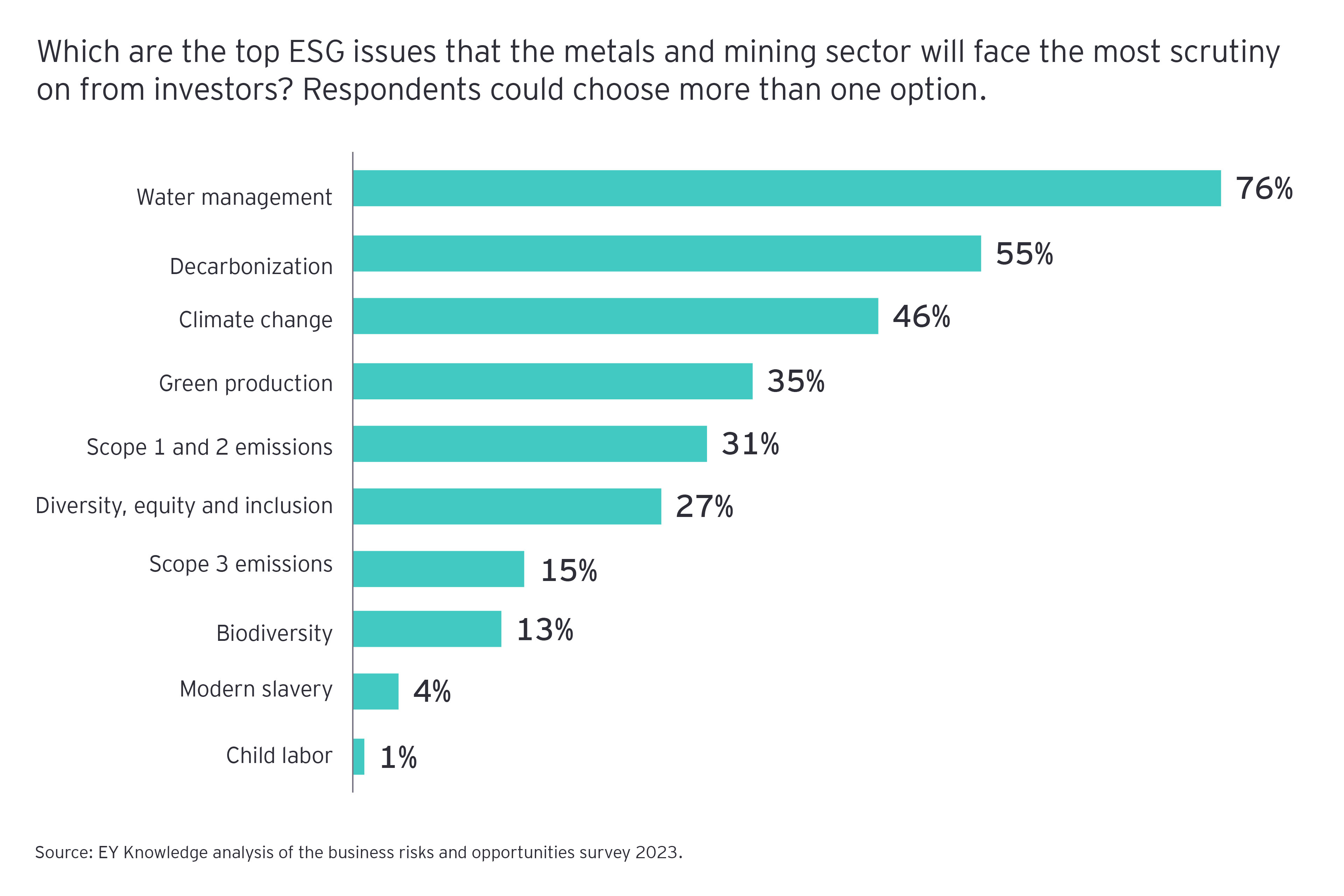 Gráfico sobre cuáles son los principales problemas de ESG