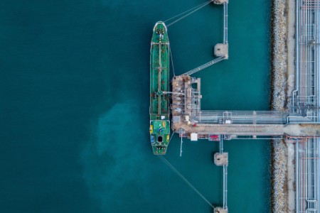 Aerial view crude oil tanker