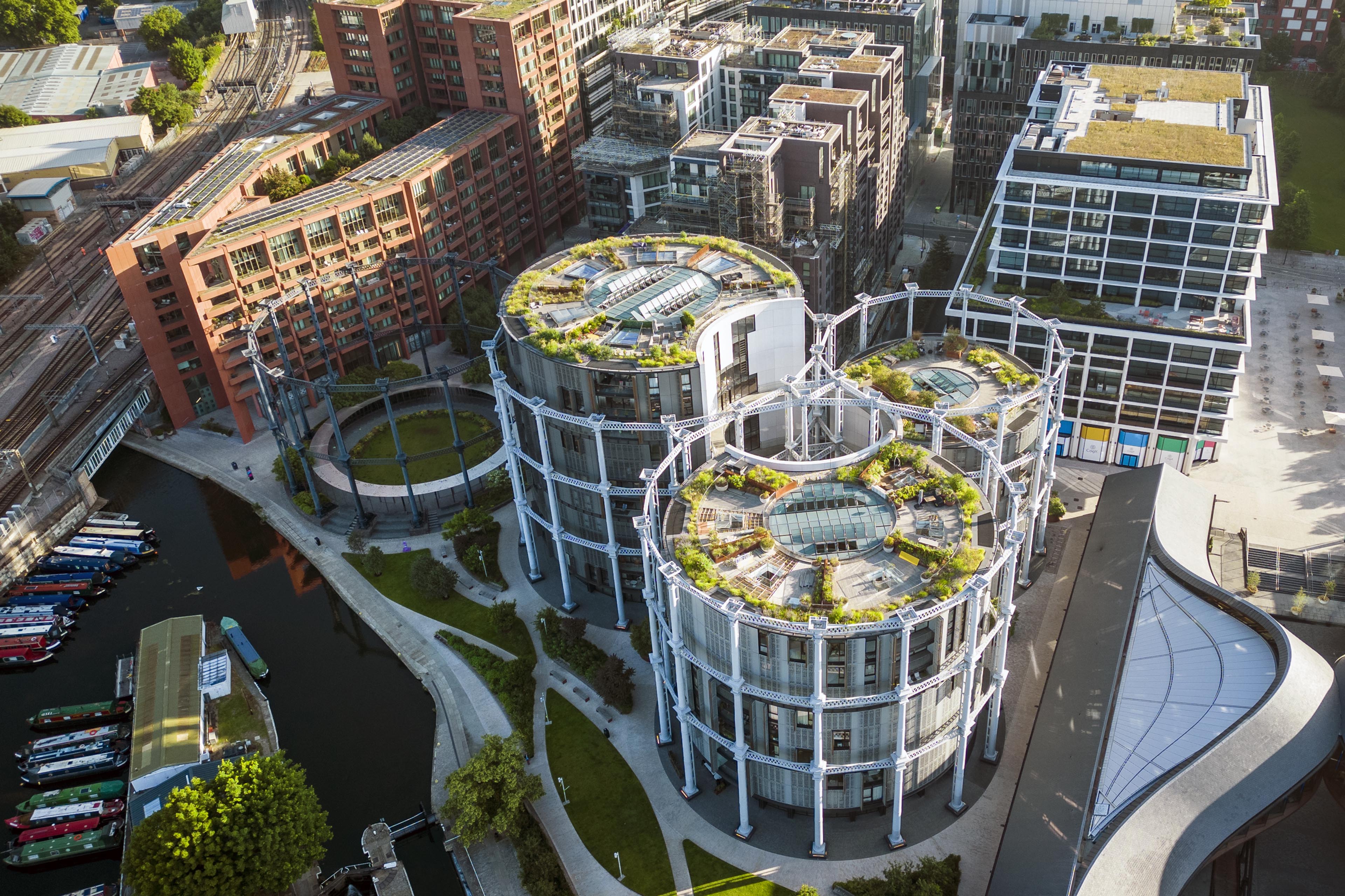 Aerial view of Kings cross development London