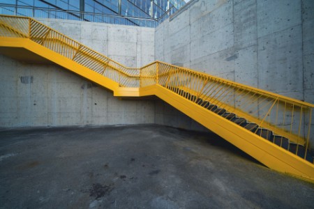 Yellow stairs and modern architecture