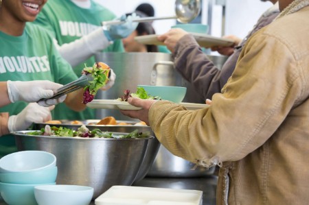 workers serving food community service