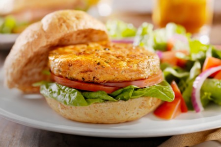 Vegetarian Soy Burger with Spinach