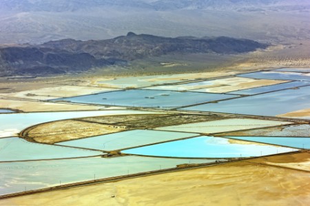 Aerial view of the lithium mine of Silver Peak, Nevada, California, USA.