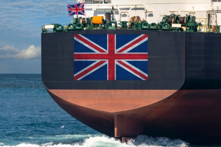 freight ship sea union flag