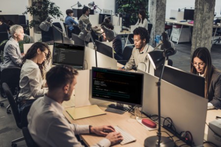Group of engineers working computers