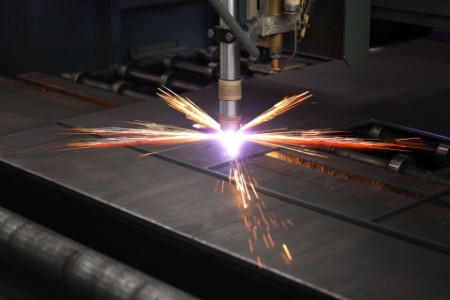 Industrial cnc plasma machine cutting of metal