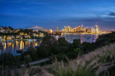 Sydney City skyline after sunset, Australia
