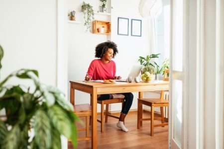 Young African American women working at home
