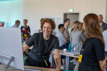 Julia philipp is seen at the bayer client session at EY wavespace berlin