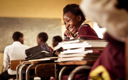 African school girl in classroom
