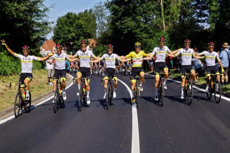 Tadej Pogacar and UAE Team Emirates during the final stage of Tour de France 2021