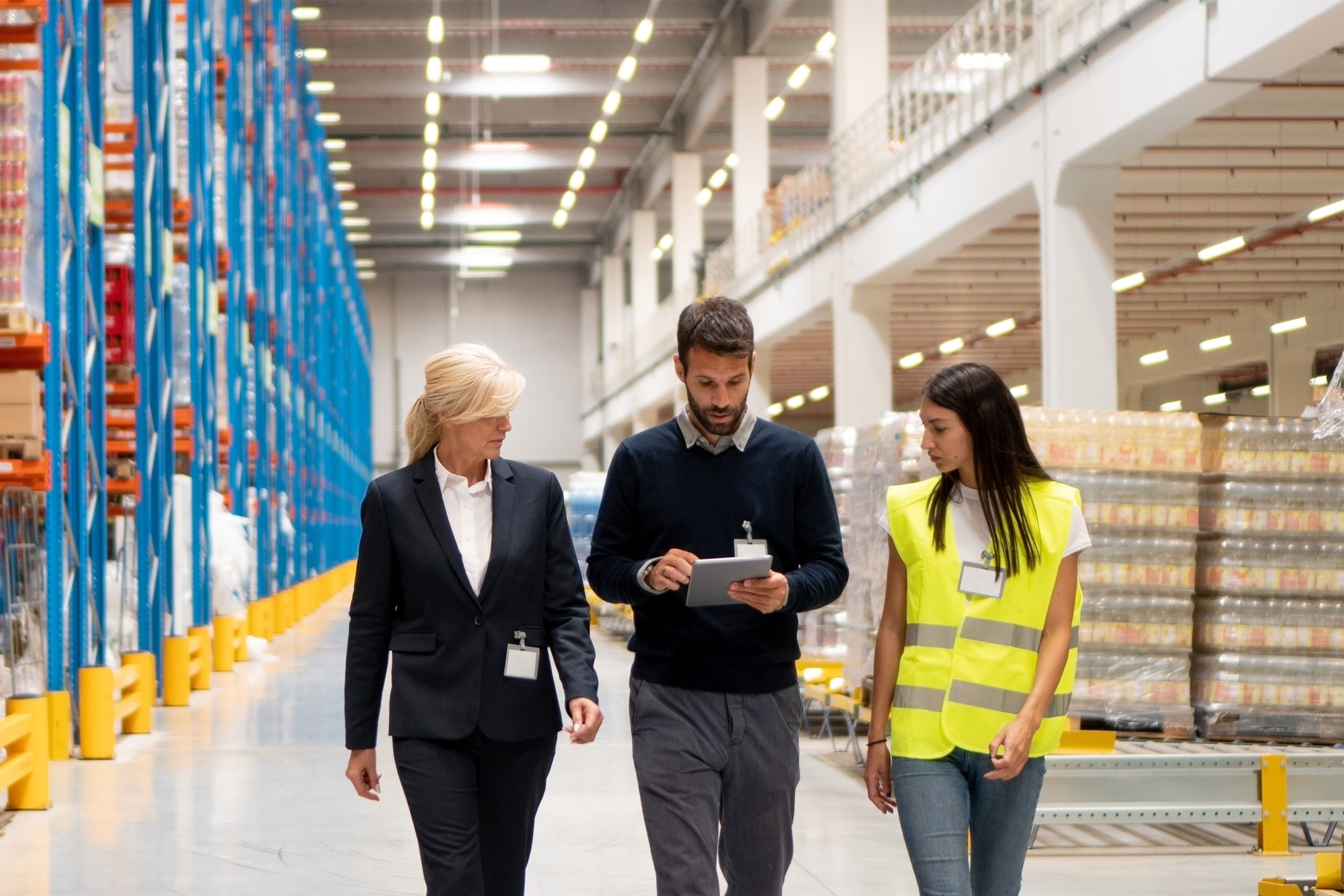 Managers visiting warehouse