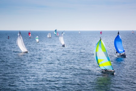 Sailboats racing in ocean
