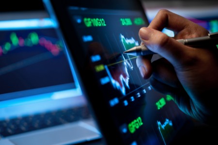 Market analyze with digital monitor