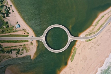   EY high angle  view  of circular bridge in el caracol uruguay