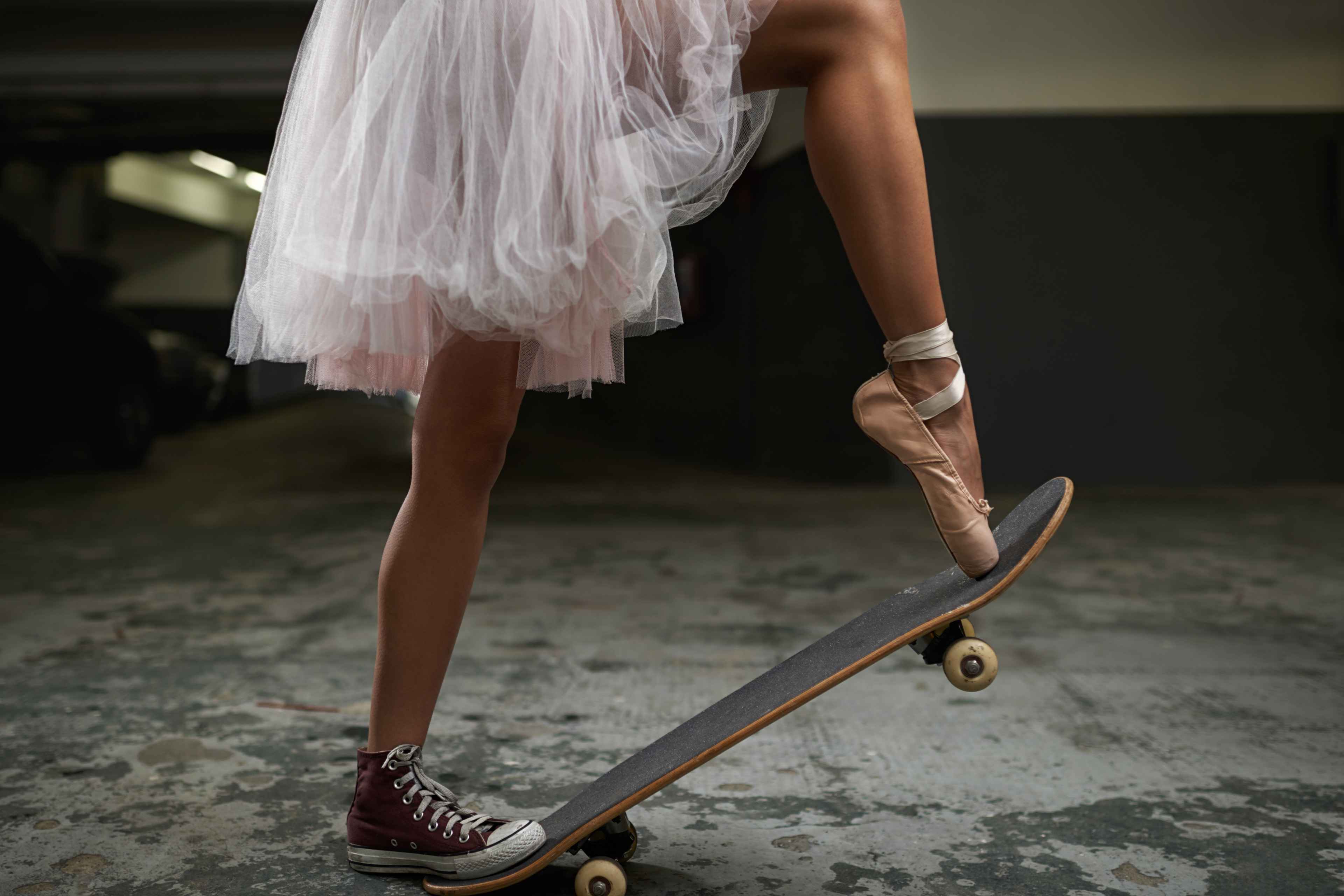 Ballet dancer on skateboard