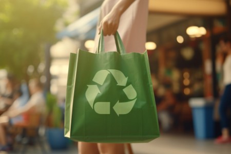 Picture of Reusable bag for shopping with focus on the eco-friendly behavior