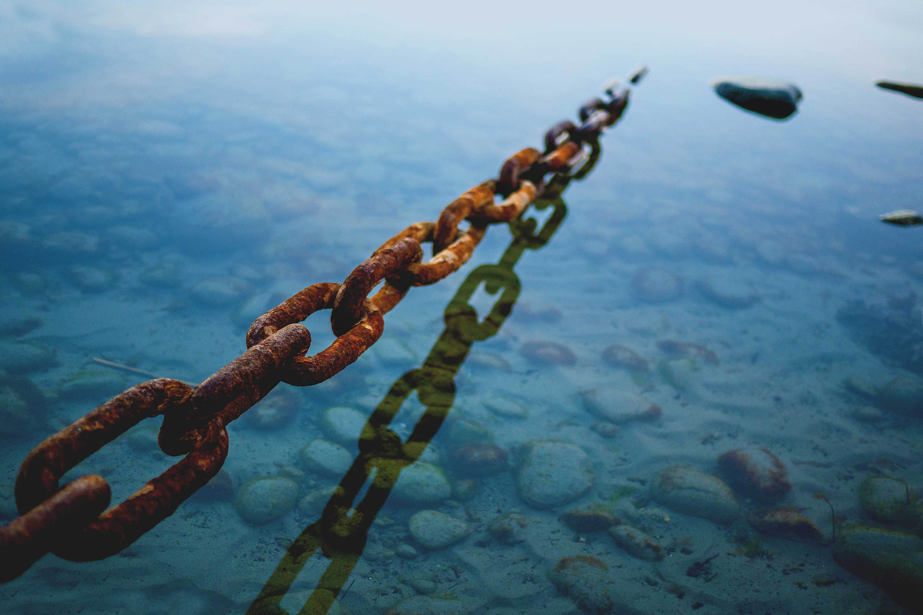 Rusty chain in water