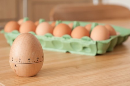 Eggs and timer in kitchen
