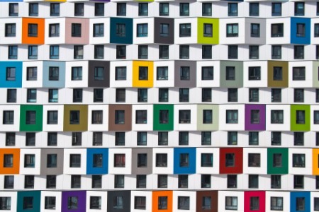 EY - Colorful facade of the new building