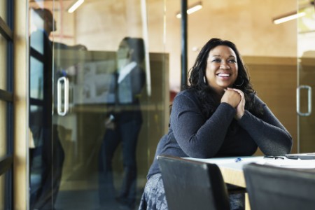 Businesswoman at conference table