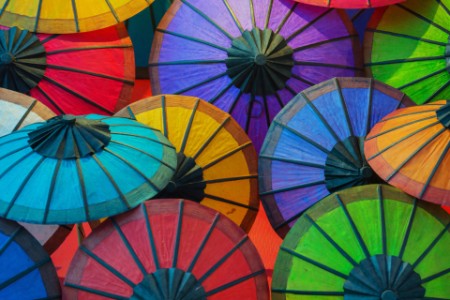Colourful paper umbrellas